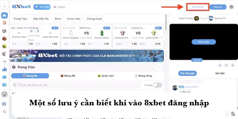 Một số lưu ý cần biết khi vào 8xbet đăng nhập