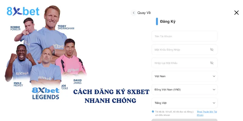 Cách đăng ký 8xbet rất đơn giản và chỉ mất vài phút