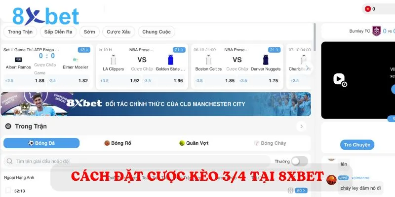 Đặt cược kèo ¾ tại 8Xbet khá đơn giản và dễ hiểu